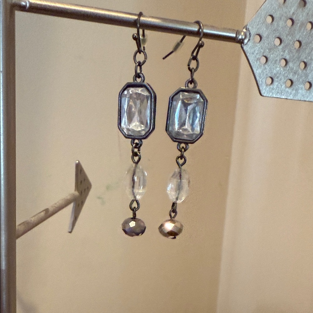 Elegant Crystal & Silver Dangle Earrings